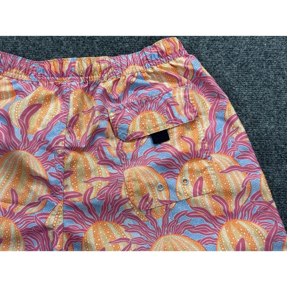 Vineyard Vines Mens Swim Trunks Shorts Medium Colorful Orange Pink Graphic Ocean